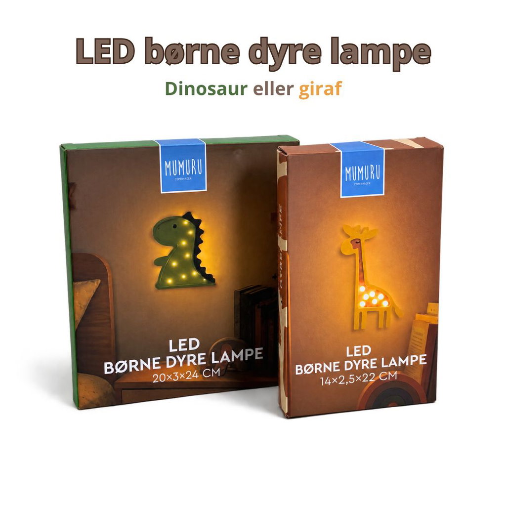 LED Børnelampe med Dyr – Dinosaur eller Giraf | Sødt Natlys til Børneværelset
