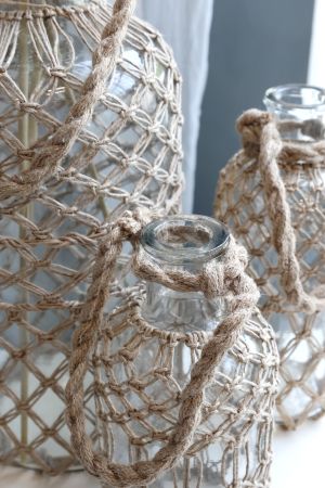 Chic Antique – Glasflaske med jute flet og hank (Lille) H27 cm