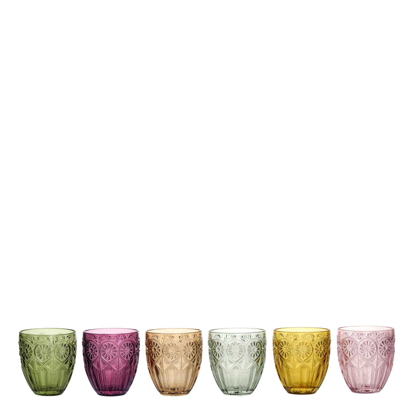 Chic Antique – Saint-Émilion glas med mønster | 330 ml – farvet glas (6 stk.) 🌈