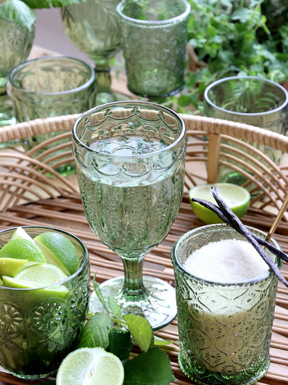 Chic Antique – Saint-Émilion glas med mønster | 330 ml – farvet glas (6 stk.) 🌈