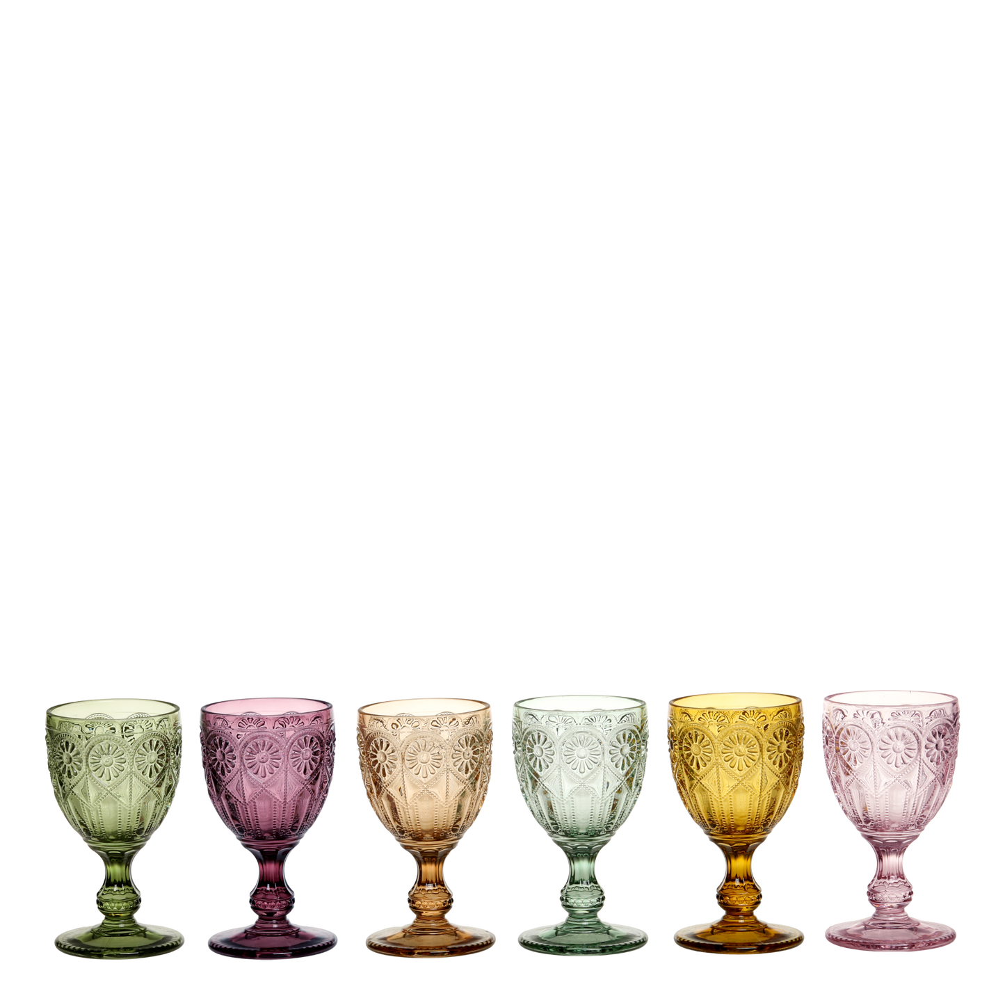Chic Antique – Saint-Émilion vinglas med mønster | 230 ml – farvet glas (6 stk.)