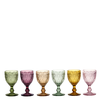 Chic Antique – Saint-Émilion vinglas med mønster | 230 ml – farvet glas (6 stk.)
