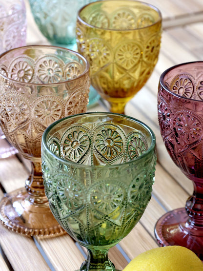 Chic Antique – Saint-Émilion vinglas med mønster | 230 ml – farvet glas (6 stk.)