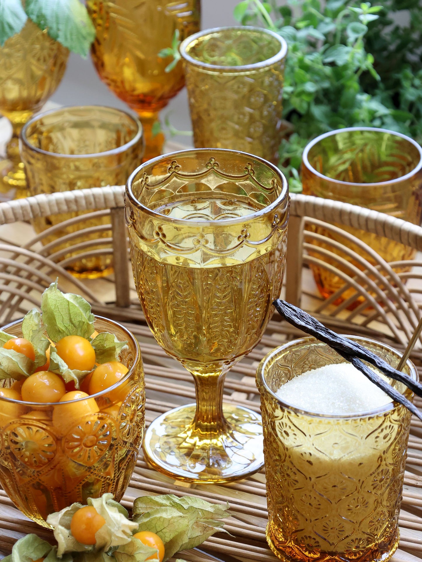 Chic Antique – Saint-Émilion vinglas med mønster | 230 ml – farvet glas (6 stk.)