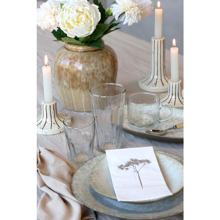 Chic Antique Vase med Striber – H19/Ø18 cm – Latte