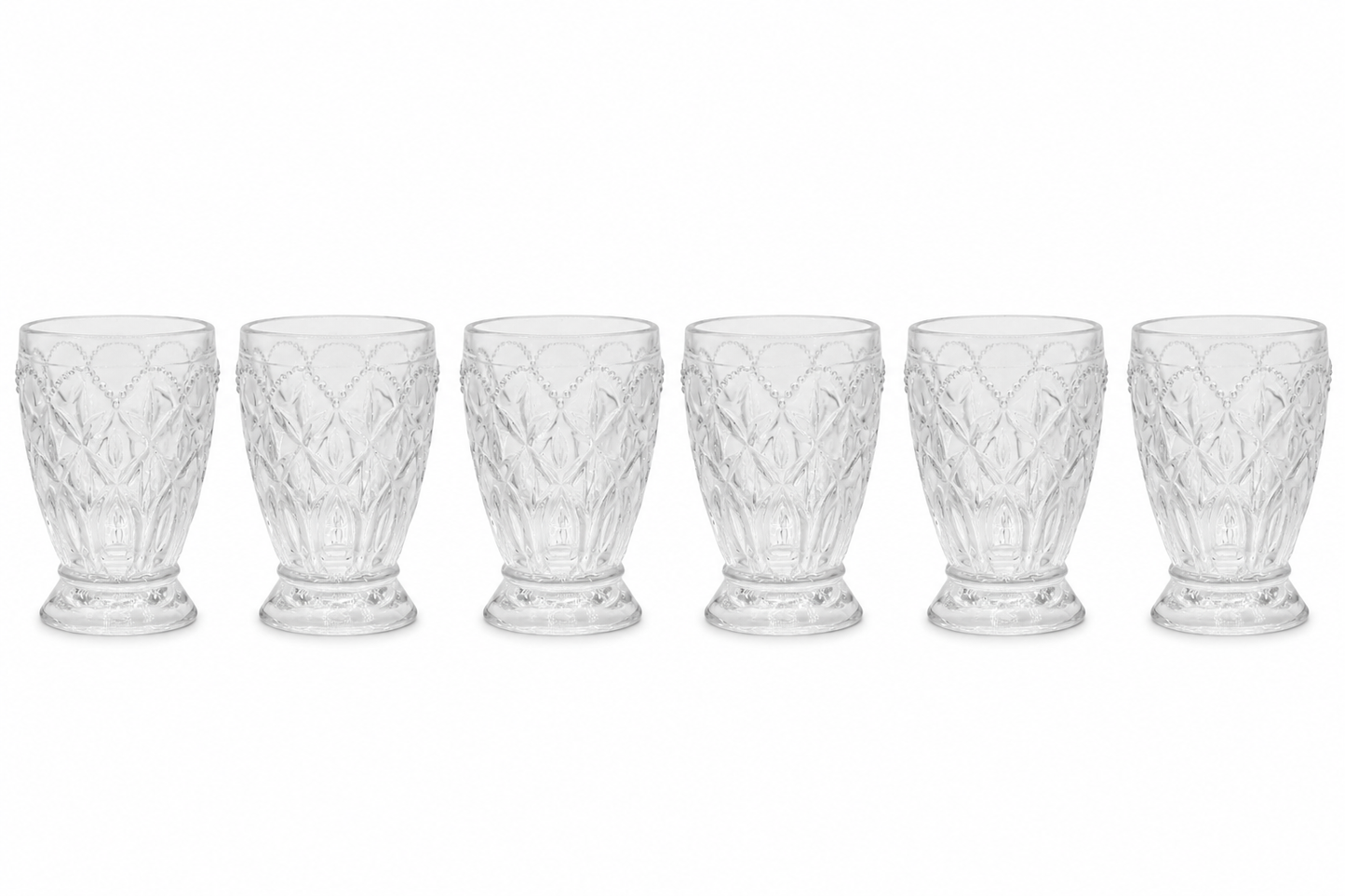 Chic Antique Saint-Émilion Glas med Mønster - H10,5/Ø8 cm klar Dekorative drikkeglas i fransk stil