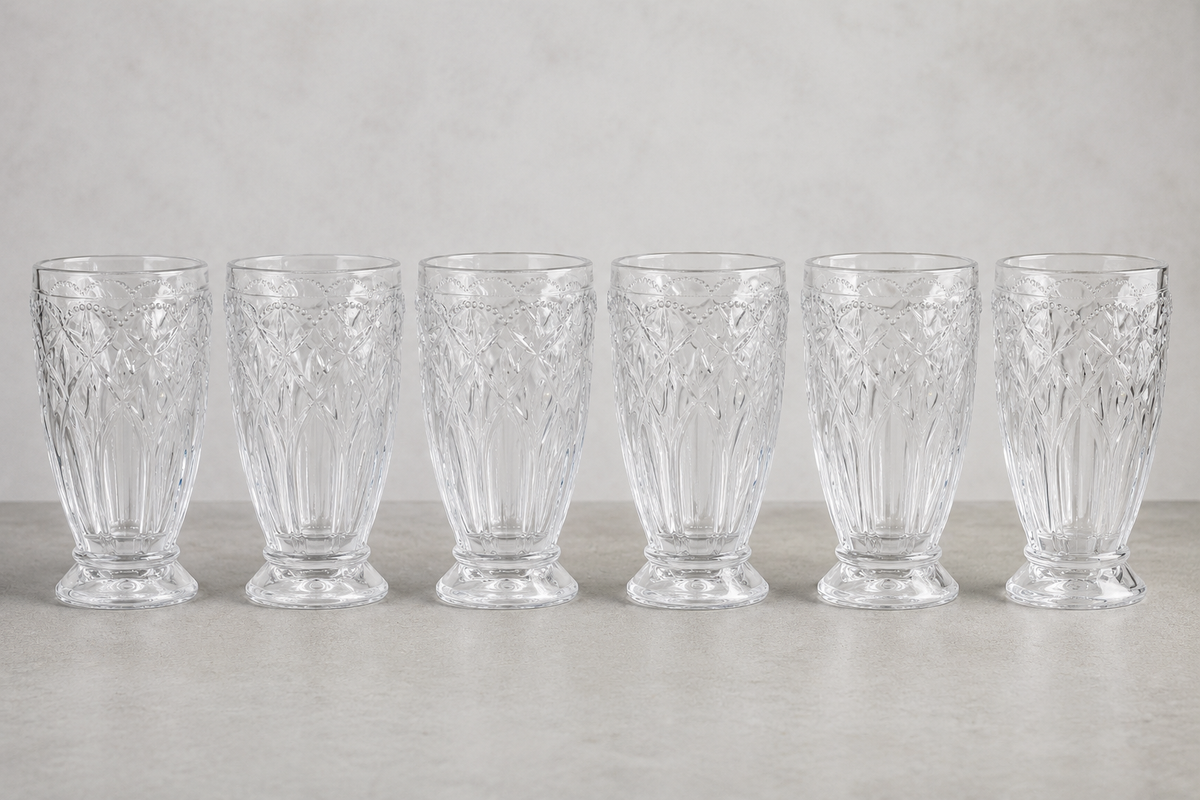 Chic Antique Saint-Émilion Glas med Mønster 350 ml - H15/Ø8,5 cm klar Dekorativt drikkeglas i fransk stil