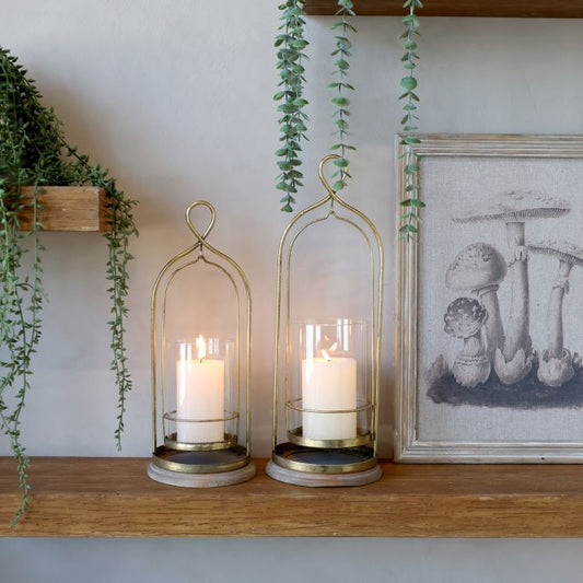 Chic Antique – Hurricane i glas og jern (Antique messing) H 40 cm