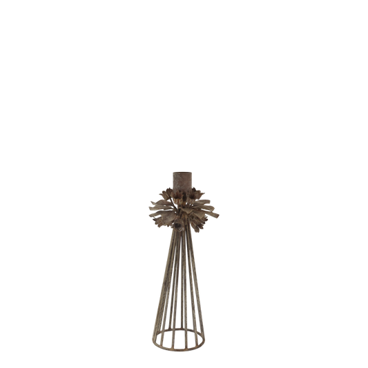 Chic Antique Stage med Blomsterdekor – H23/Ø9,5 cm – Antique Mocca
