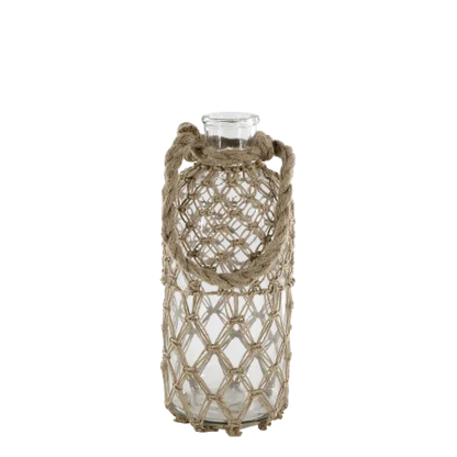 Chic Antique – Glasflaske med jute flet og hank (Mellem) H33 cm