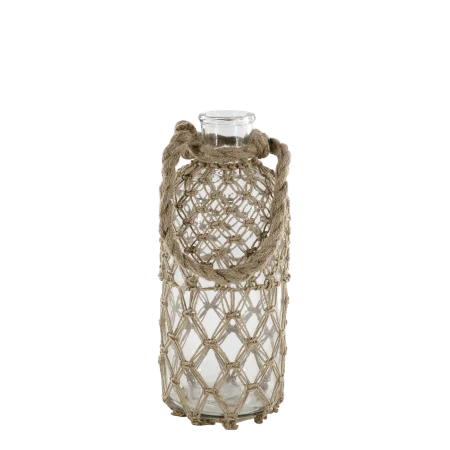 Chic Antique – Glasflaske med jute flet og hank (Mellem) H33 cm