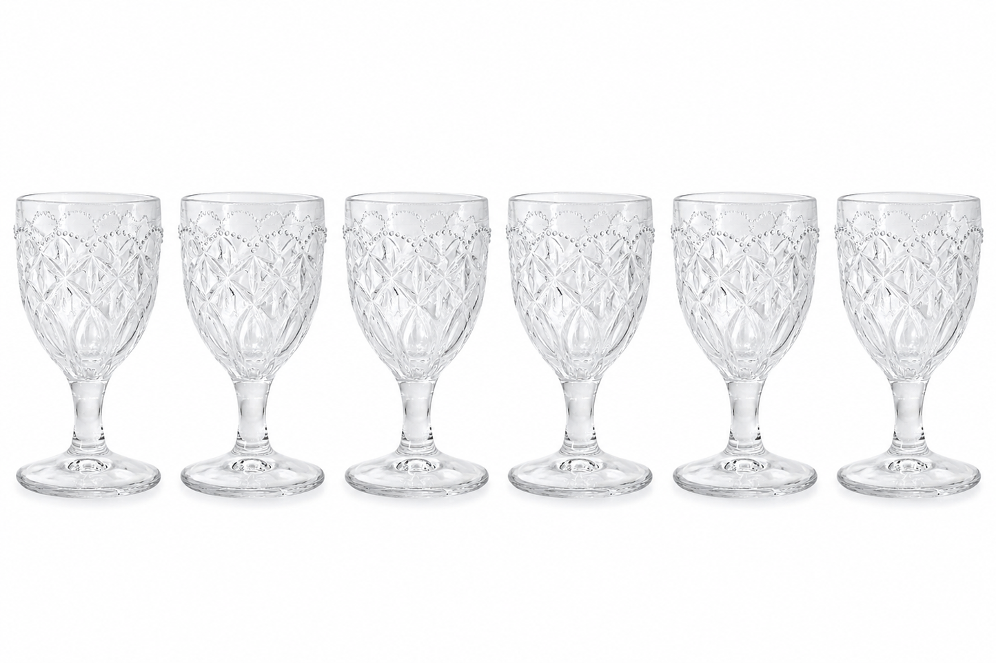 Chic Antique Saint-Émilion Vinglas med Mønster -  H15/Ø8 cm klar Dekorative vinglas i fransk stil