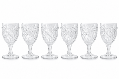 Chic Antique Saint-Émilion Vinglas med Mønster -  H15/Ø8 cm klar Dekorative vinglas i fransk stil