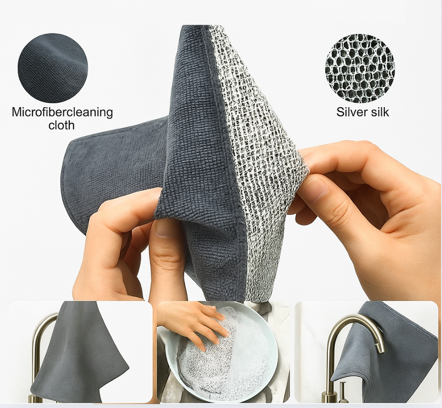 🧽 Dobbeltlags Super Klud – Ståltråd & Microfiber (1 stk)