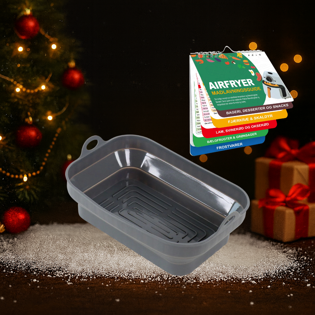 Airfryer silikoneform, rektangulær 22X15,5cm GRATIS quick madlavningsguide