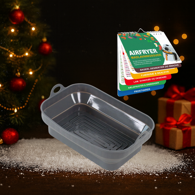 Airfryer silikoneform, rektangulær 22X15,5cm GRATIS quick madlavningsguide
