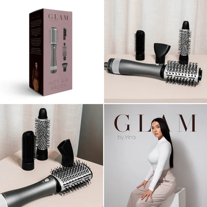 GLAM By Irina - GLAM Varmluftsbørste - Sort og Grå
