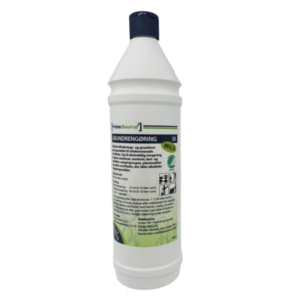 GRUNDRENGØRING PRIME SOURCE MILD 30 SVANEMÆRKET UDEN FARVE OG PARFUME (1 LTR)