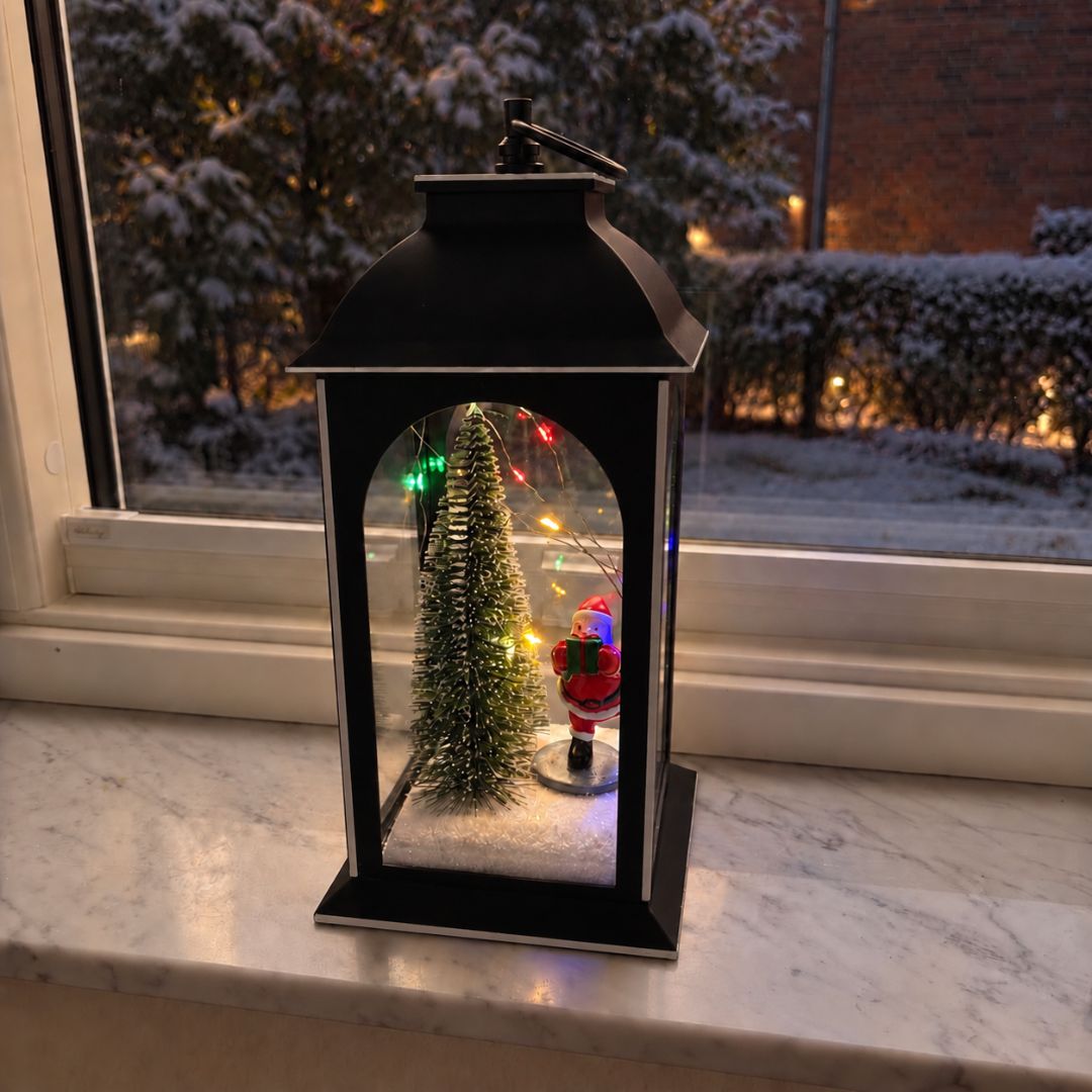 Julelanterne med LED – Sort – 14 x 14 x 29,5 cm