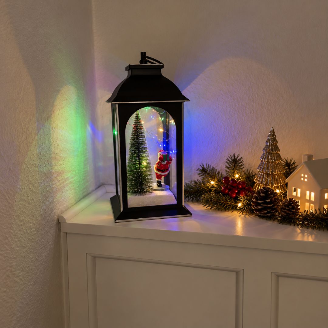 Julelanterne med LED – Sort – 14 x 14 x 29,5 cm