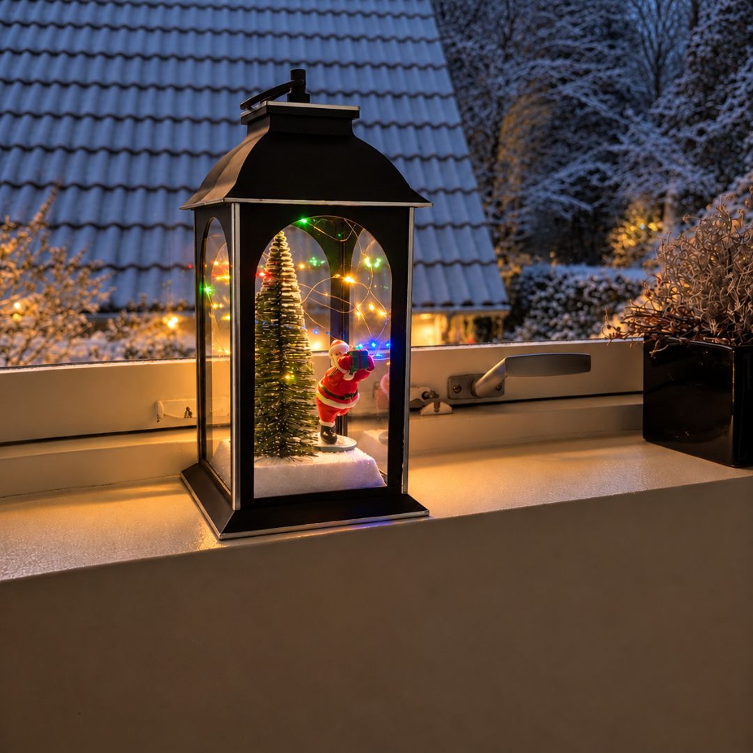 Julelanterne med LED – Sort – 14 x 14 x 29,5 cm