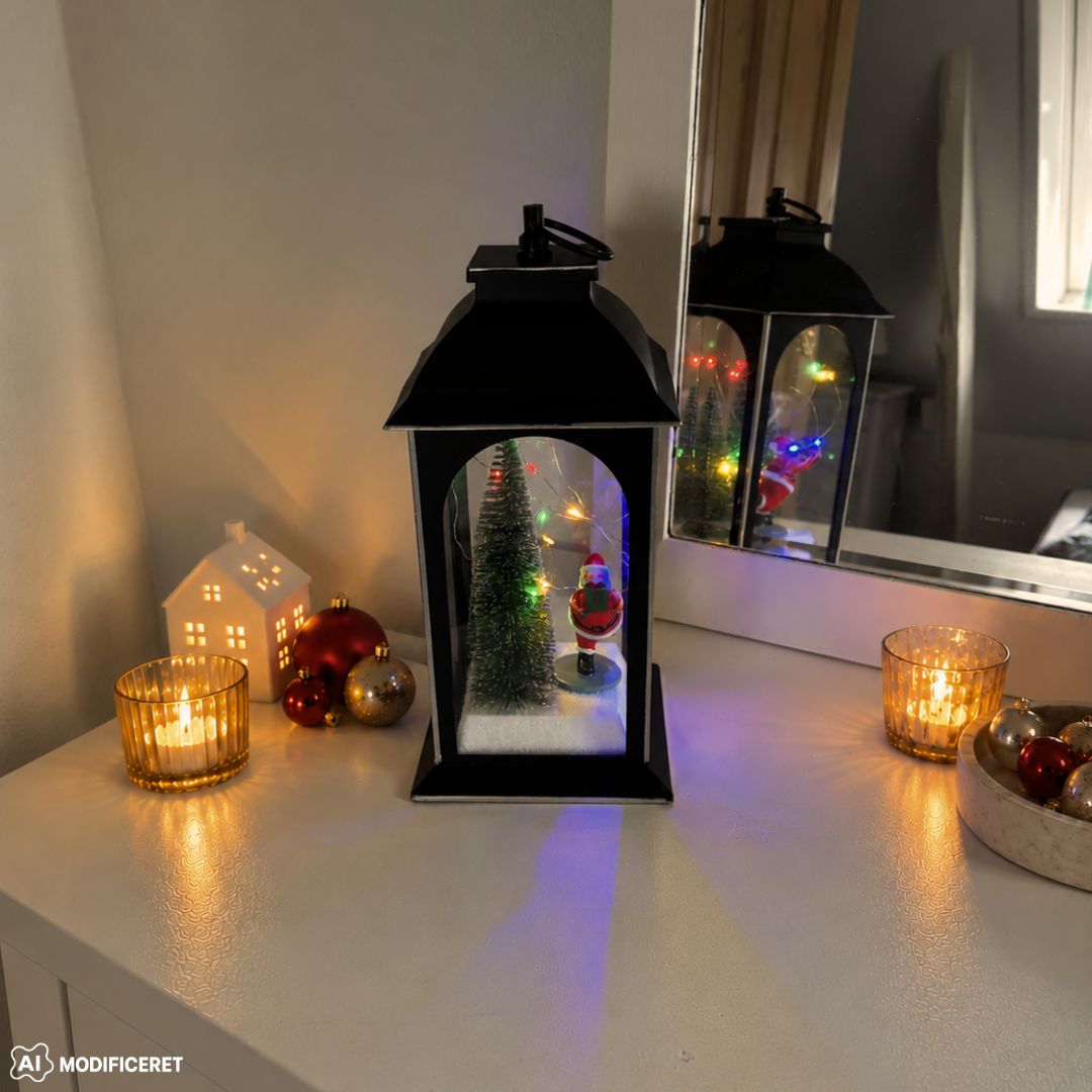 Julelanterne med LED – Sort – 14 x 14 x 29,5 cm