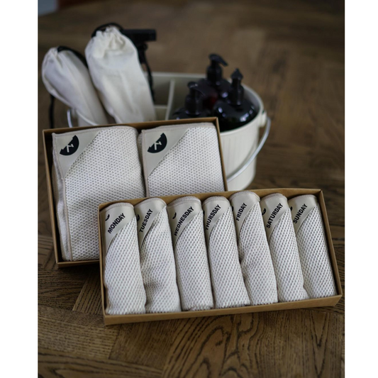 KLUD - ALMOND -PAKKELØSNING 7 KLUDE OG 2 VISKESTYKKER