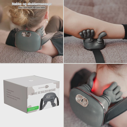 MassagePro Nakke- og Skuldermassage med Varme - Genopladeligt massageapparat med 3 massageprogrammer og 2 varmeniveauer til nakke og skuldre