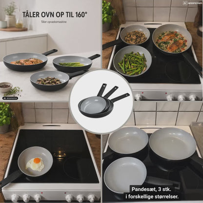 Pandesæt 3 stk. – Non-stick Stegepander Ø20, Ø24 & Ø28 cm