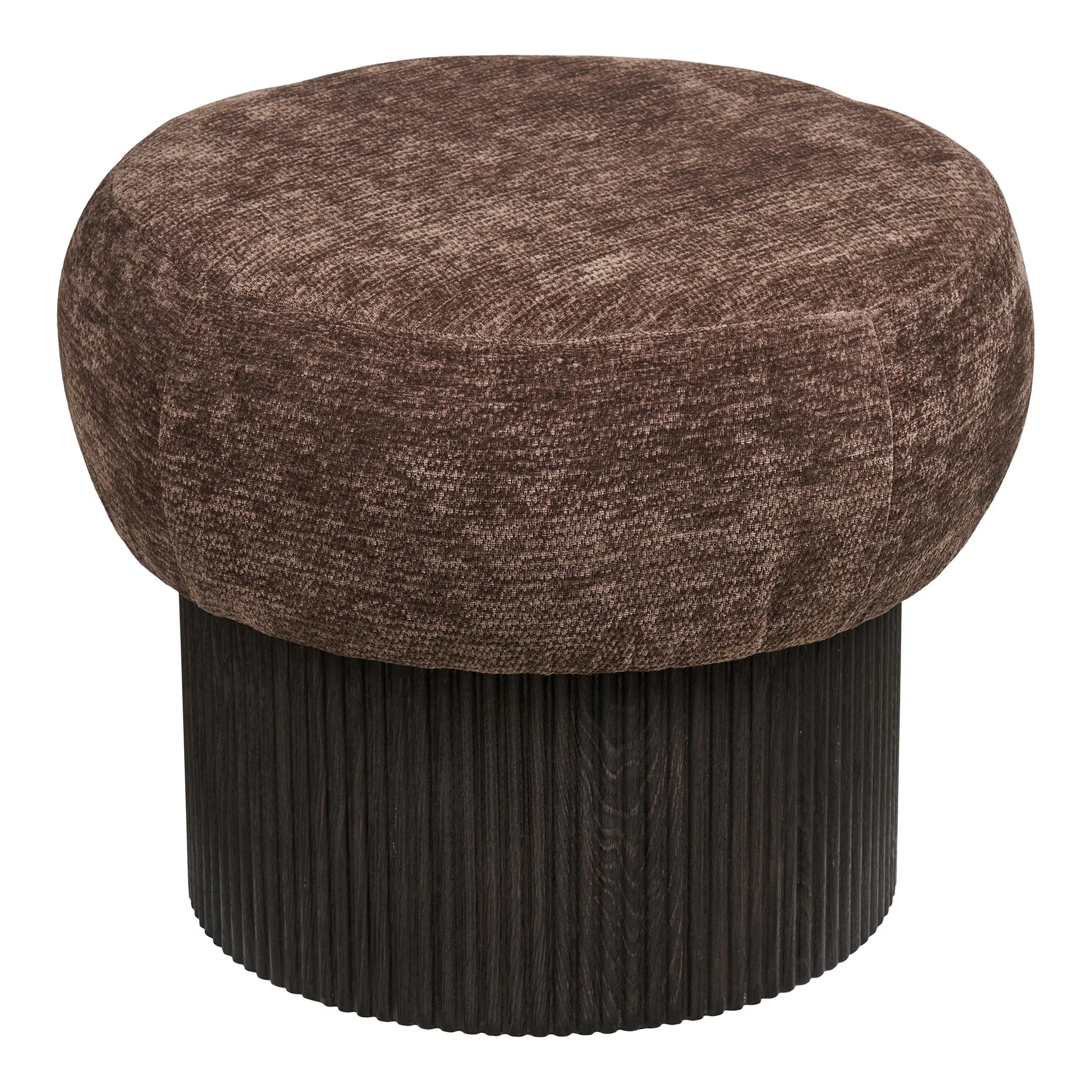 House Nordic Christchurch puf i mørkebrun chenille, Ø52 cm