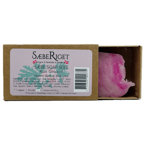 ØKOLOGISK - SÆBEBAR - ROSENGERANIUM 50 GRAM