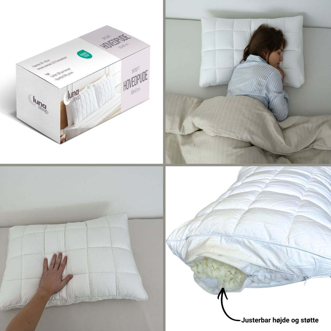 SkySoft Hovedpude 60 × 40 cm – Justerbar Komfort og Optimal Støtte