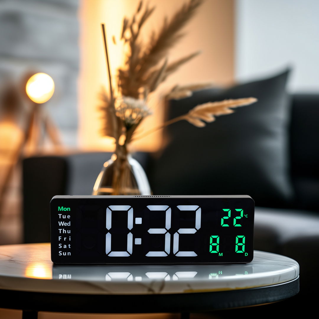 Stort digitalt ur, 39x13x3 cm