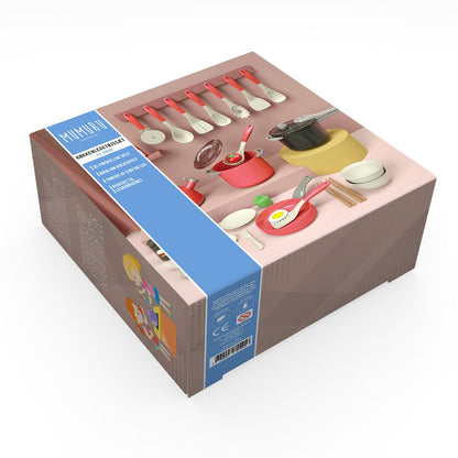 Køkkenlegetøjssæt til børn, rød + grøn, 32 dele