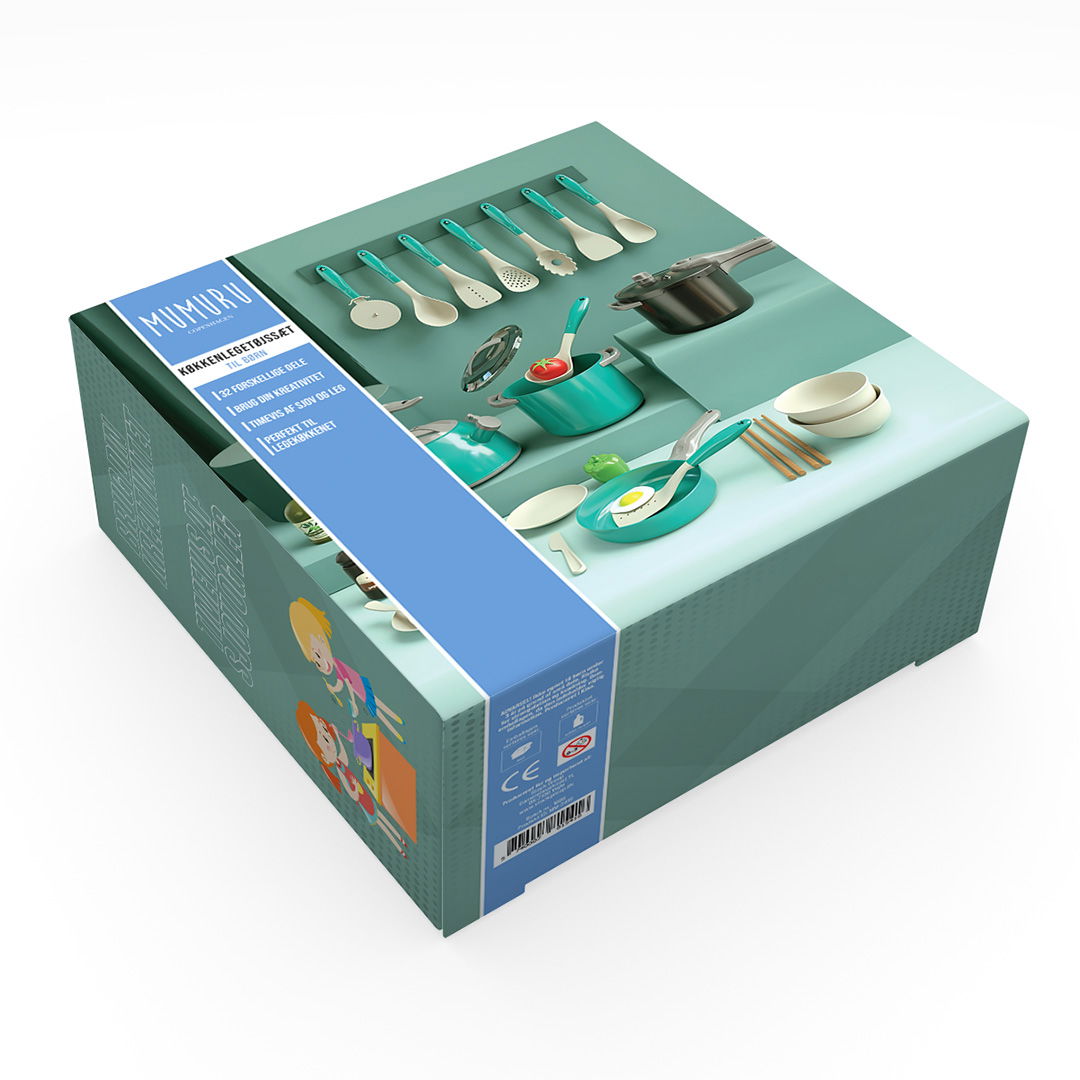 Køkkenlegetøjssæt til børn, rød + grøn, 32 dele