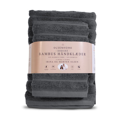 Bambus Håndklæder - 4 Pak 70X140cm + 50X70cm koksgrå