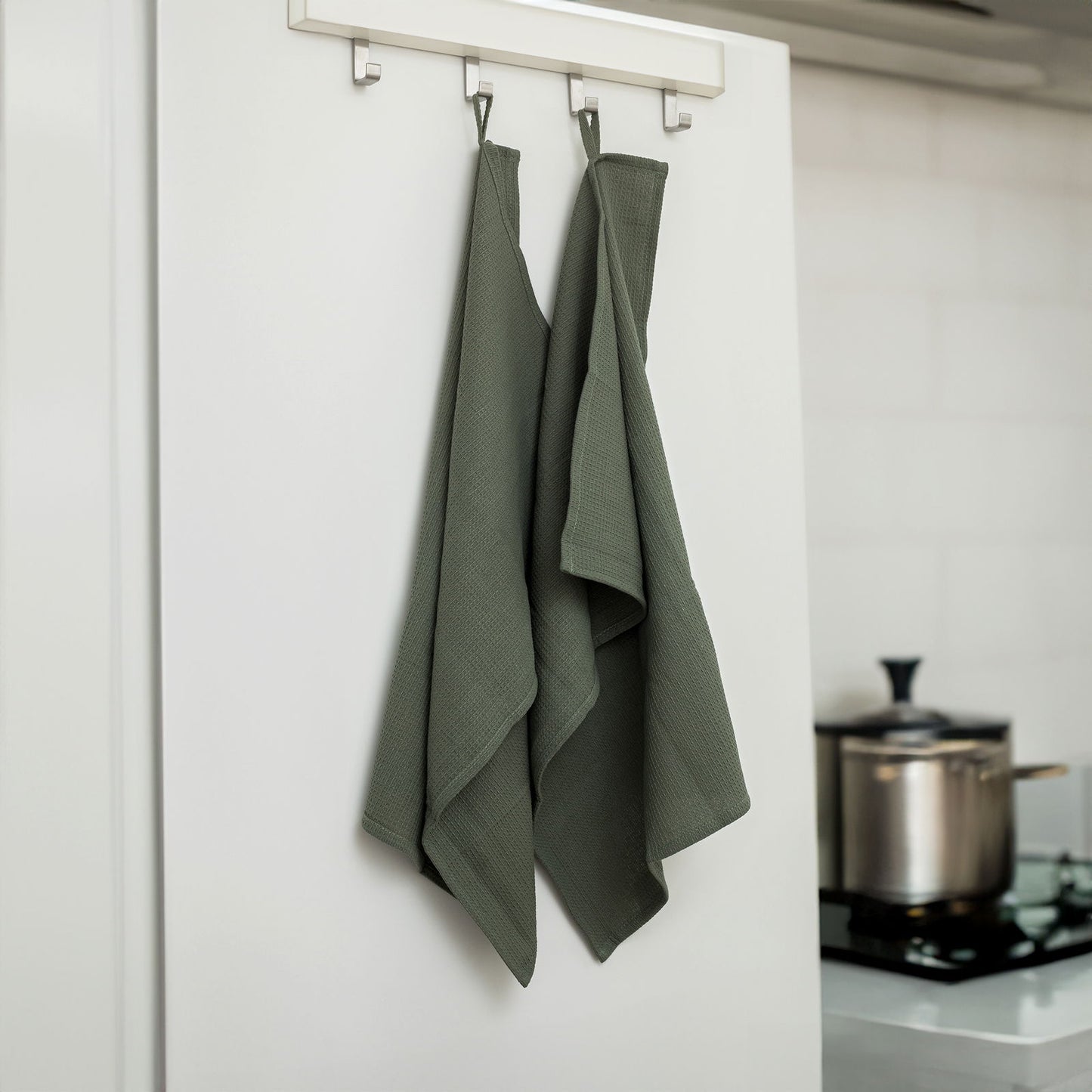 VAFFEL VISKESTYKKER 50X65CM - 2 PAK MOSGRØN