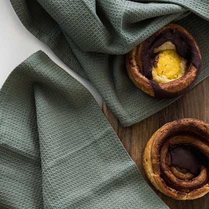 VAFFEL VISKESTYKKER 50X65CM - 2 PAK MOSGRØN