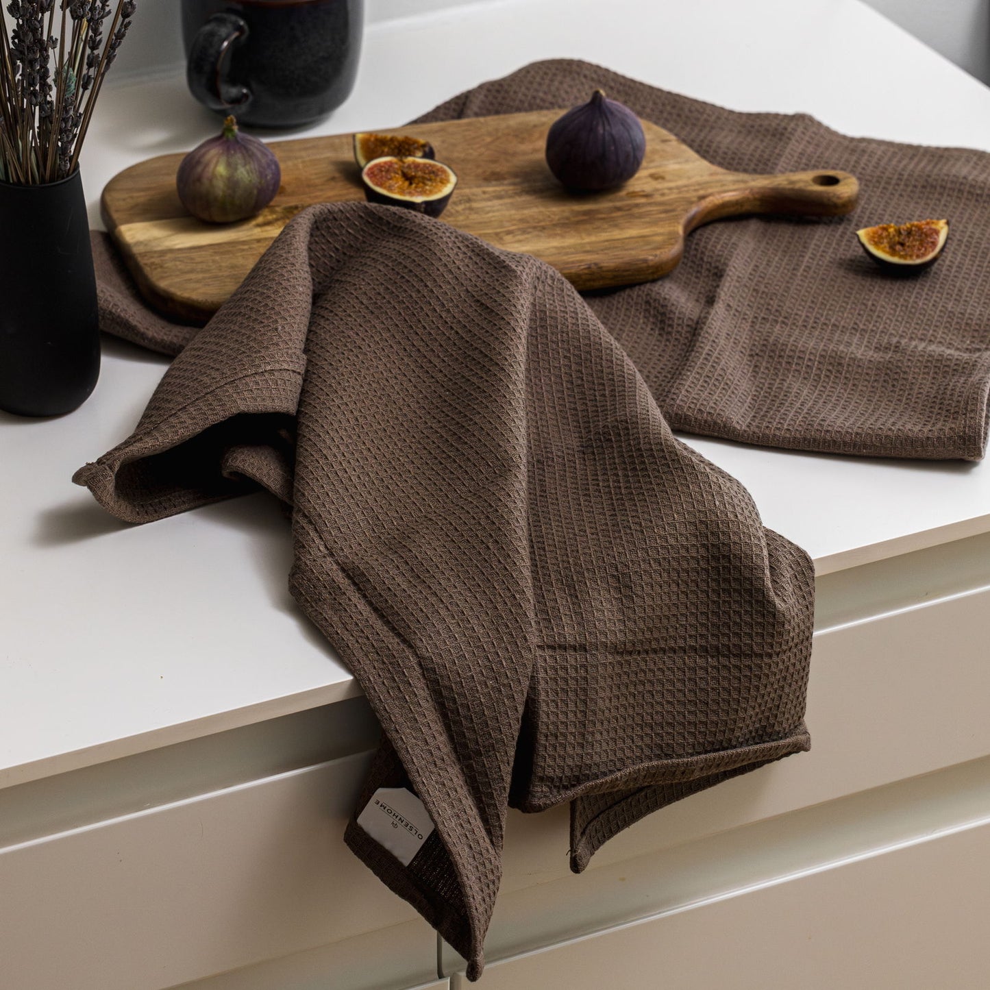 VAFFEL VISKESTYKKER 50X65CM - 2 PAK PECAN BRUN