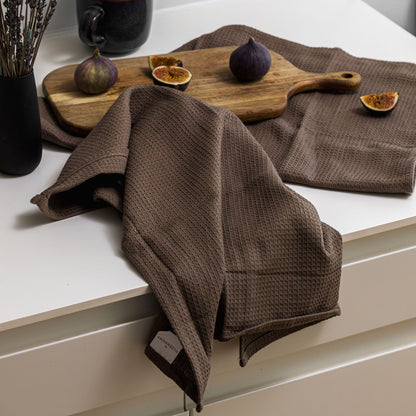 VAFFEL VISKESTYKKER 50X65CM - 2 PAK PECAN BRUN