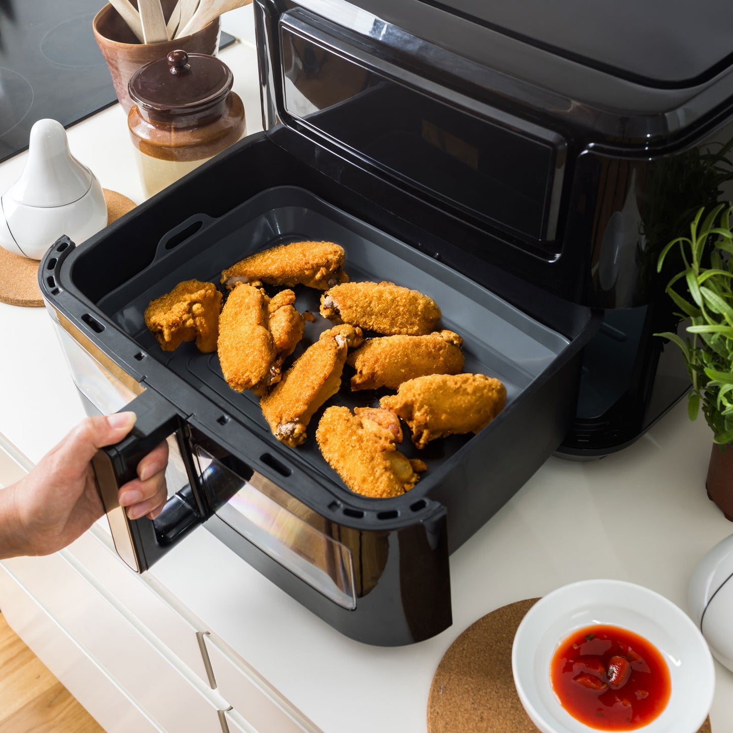 Airfryer silikoneform, dobbelt skuffe 33*23*6.8cm