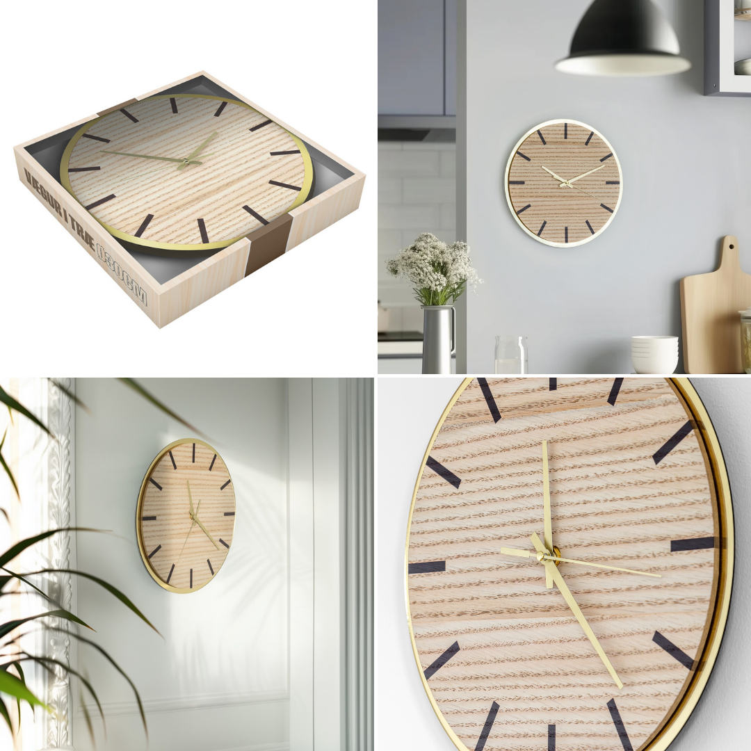 Vægur i træ - Ø30cm