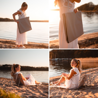 Foldbar strandmåtte med ryglæn