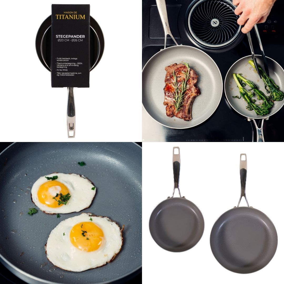 Titanium - Stegepande sæt Ø20+26cm