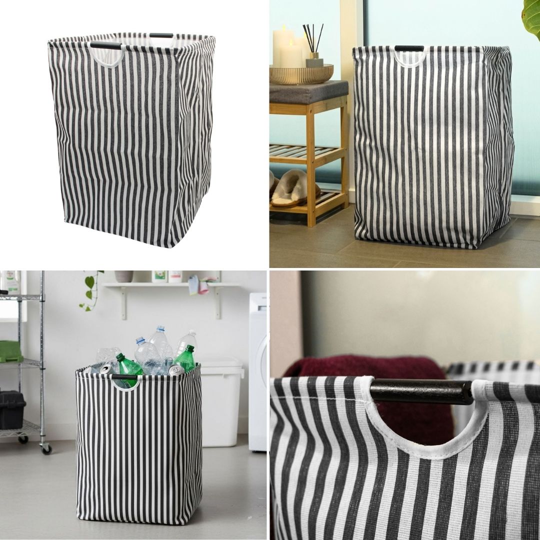 Vasketøjskurv i canvas m. håndtag