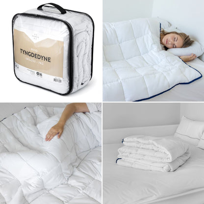 Nordis Tyngdedyne 140x200 cm – 7 kg - Blød og behagelig tyngdedyne med glasperler, der fordeler vægten jævnt og giver en rolig, omsluttende følelse.