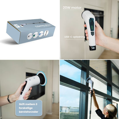 Sjö - Elektrisk rengøringsbørste med forlængerstang