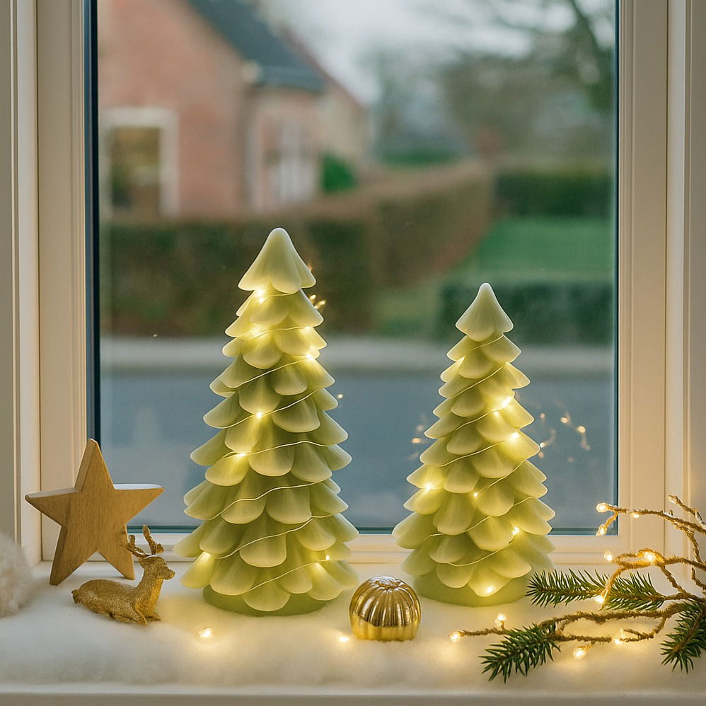 juletræer med lyskæde - 2 pak