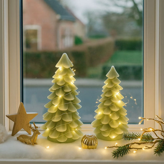 juletræer med lyskæde - 2 pak