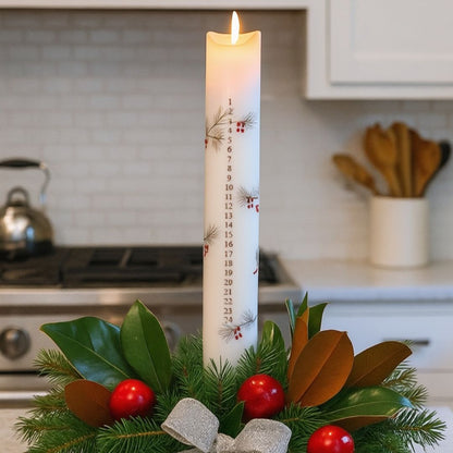 LED Julekalenderlys med Timer & 3D-Flamme – H25 cm